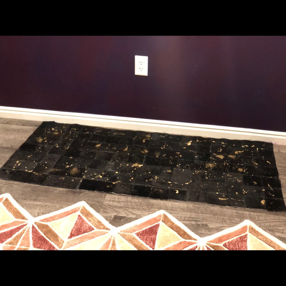 Authentic gold metallic cowhide rug